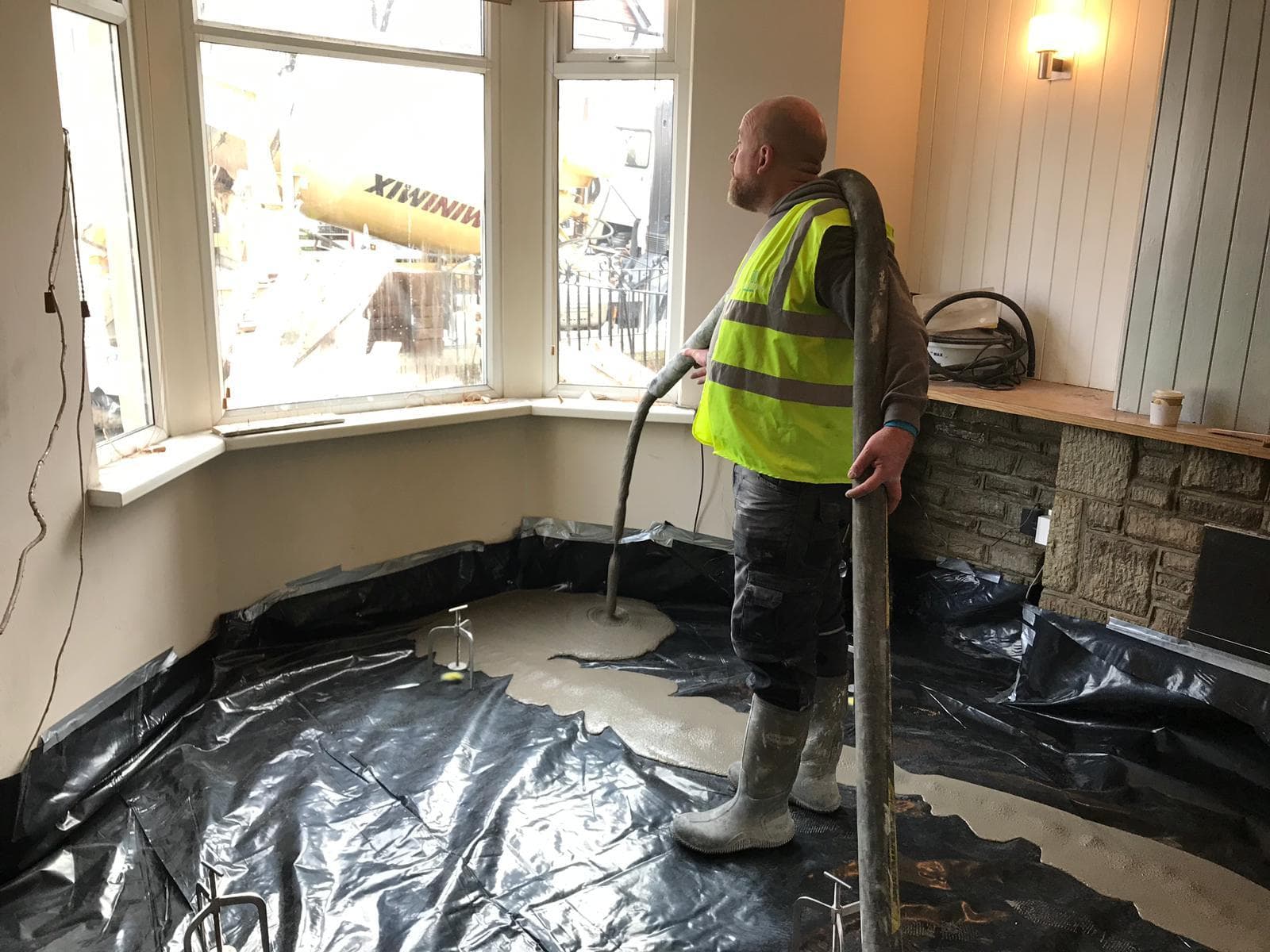 Liquid Screed Specialists job in Cardiff to remedy damp problem