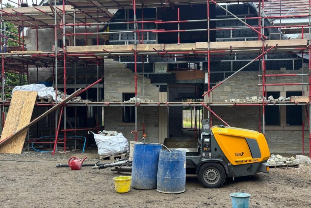 New build large pour using Putzmister sp25.